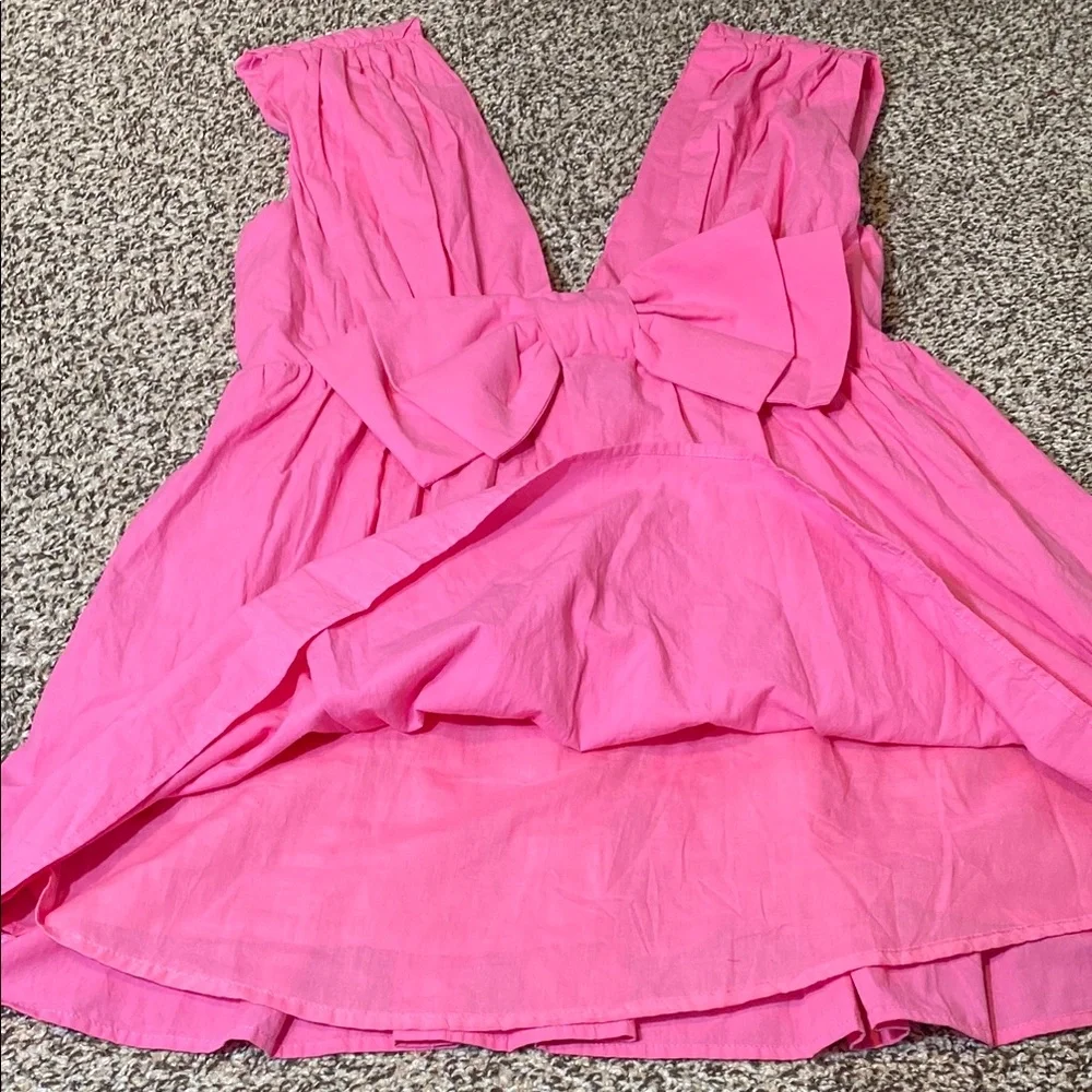 BUCKETLIST Pink Mini Dress Tunic with Bow - Picture 4 of 9